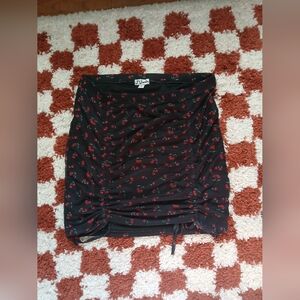 Y2k Cherry Print Ruched Mini Skirt